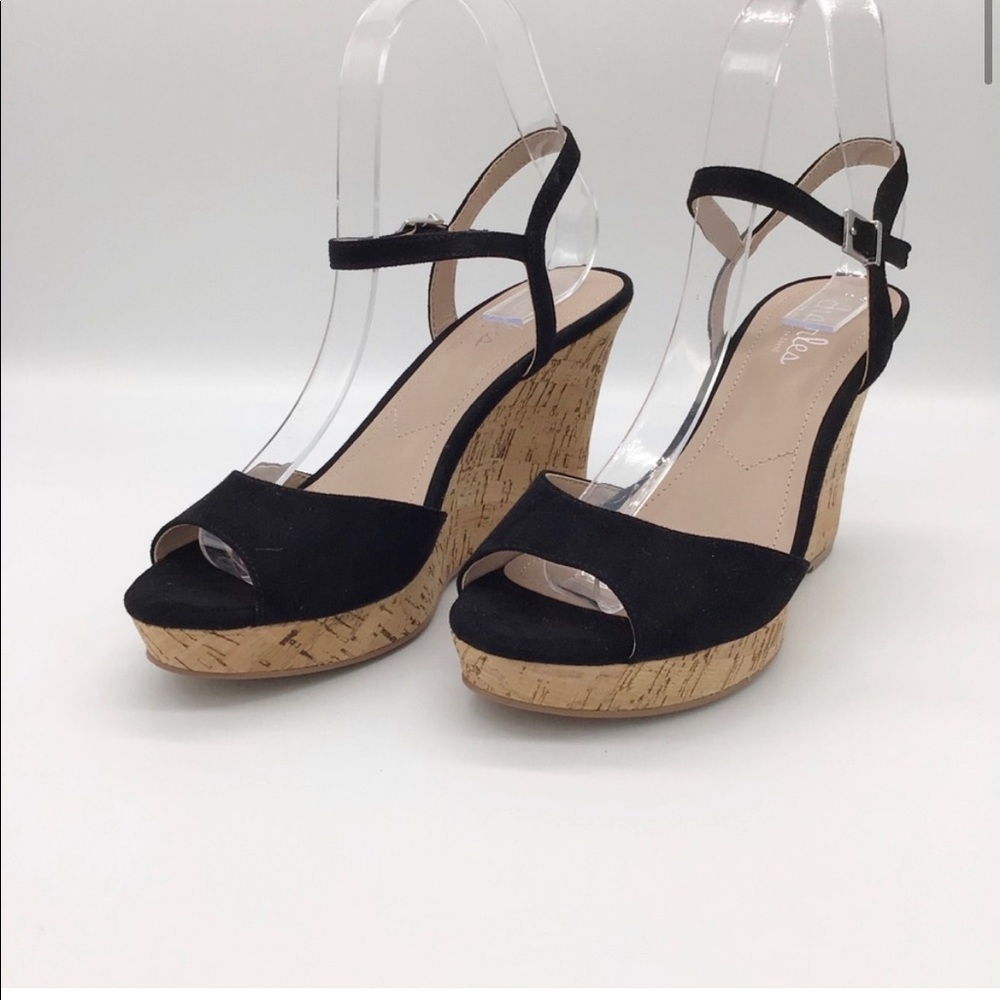 Charles David Peep-Toe Espadrille Wedges Sandals